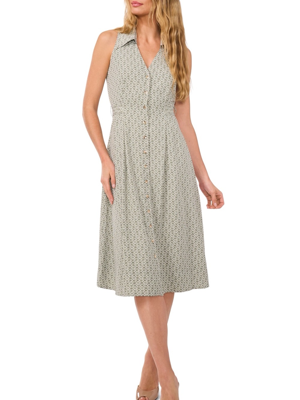 Cece Print Sleeveless Midi Shirtdress NWOT